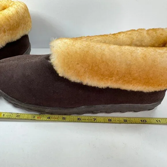 Great Northwestern Men's Brown Suede Leather Shearling Slip On Slippers sz 11 - Picture 11 of 11